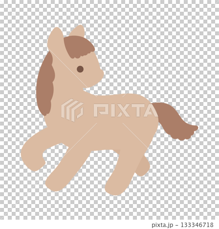 シンプルな振り返る馬のイラスト 茶色 シンプルな振り返る馬のイラスト 茶色 133346718