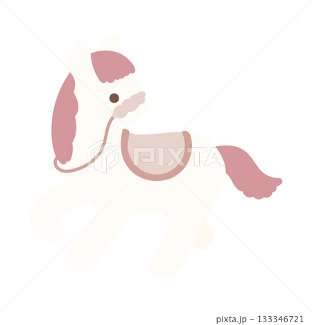 鞍をつけたシンプルな馬のイラスト 白 鞍をつけたシンプルな馬のイラスト 白 133346721