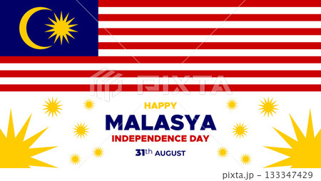 Malaysia Independence Day Web Banner and Background. Happy 31st August Malaysia National Day Celebration Banner With Malaysian Flag Template for Poster, Advertising Post, cover, Card, flyer, header 133347429