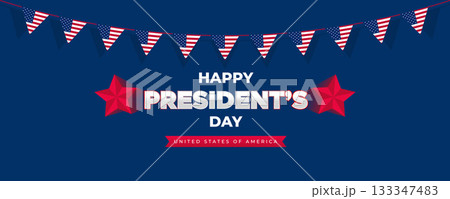 Happy Presidents Day Web Banner With USA Flag. Presidents Day Cover, Website, Header Background. Washington's Birthday Celebrated in United States Suitable for Poster, Greeting Card, Brochure, post Happy Presidents Day Web Banner With USA Flag. Presidents Day Cover, Website, Header Background. Washington's Birthday Celebrated in United States Suitable for Poster, Greeting Card, Brochure, post 133347483