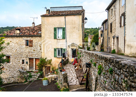 The narrow streets of the old village Trigance in Provence, France The narrow streets of the old village Trigance in Provence, France 133347574