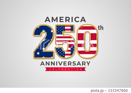 America 250 Anniversary Modern Flag Typography Banner.Bold Red Blue White Decorative Background 133347800