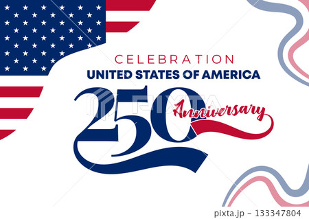 United States 250 Celebration Minimal Wave Banner.Clean Patriotic Red Blue White Background United States 250 Celebration Minimal Wave Banner.Clean Patriotic Red Blue White Background 133347804
