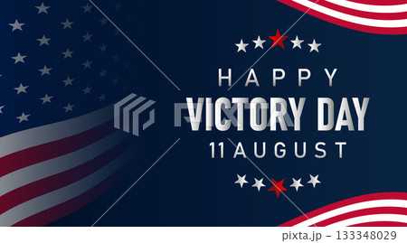 American flag fabric texture victory day banner with dark blue light and shadow gradient 133348029