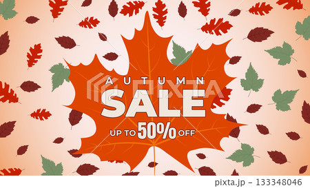 Autumn Sale Template with Simple Leaves Pattern and Discount Text Autumn Sale Template with Simple Leaves Pattern and Discount Text 133348046