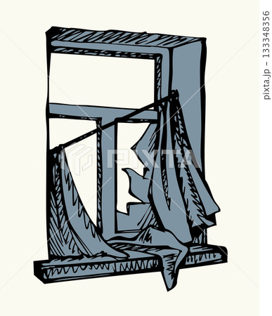 Vector drawing. Cluttered room view. Vector drawing. Cluttered room view. 133348356