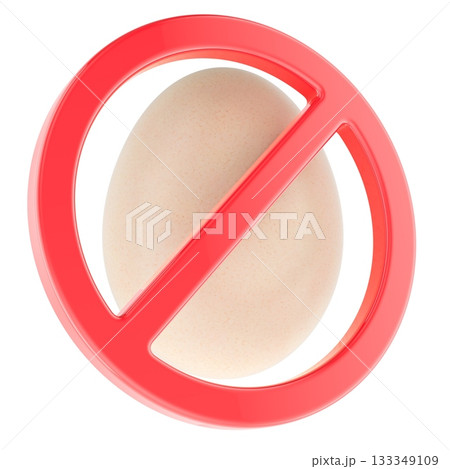 Egg with red prohibition symbol. 3D rendering 133349109