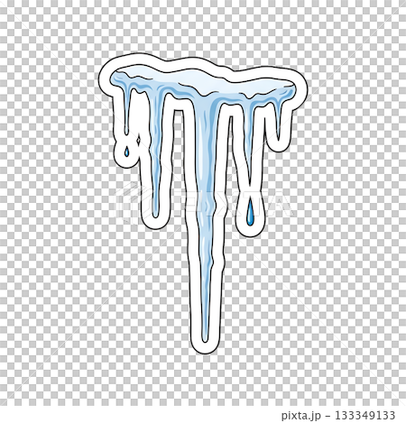 A hanging icicle icon dripping downward, shaped like frozen winter crystals. 133349133