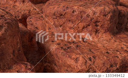 Detailed Close Up of Rough Brown Rock Surface 3d render. Detailed Close Up of Rough Brown Rock Surface 3d render. 133349412
