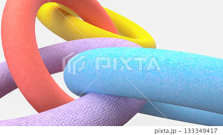 The Colorful Abstract 3D Torus Shapes Interlocked for Abstract Background concept. The Colorful Abstract 3D Torus Shapes Interlocked for Abstract Background concept. 133349417