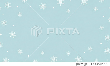 淡いブルー背景に白い雪の結晶が舞う冬のシンプルパターン素材 淡いブルー背景に白い雪の結晶が舞う冬のシンプルパターン素材 133350442