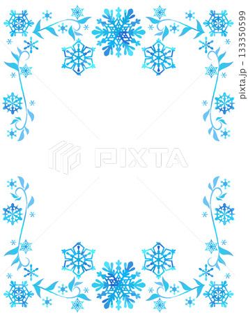 かわいい雪の結晶のフレーム型テンプレート かわいい雪の結晶のフレーム型テンプレート 133350599