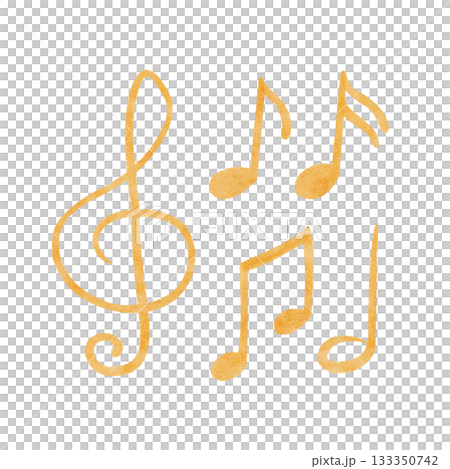 Treble clef and music notes watercolor illustration set isolated on white. Minimalistic musical elements perfect for educational materials, posters, stationery, creative compositions, music themes 133350742