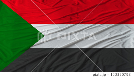 Sudanese flag waving Flag of Sudan with cloth texture Sudanese flag waving Flag of Sudan with cloth texture 133350798