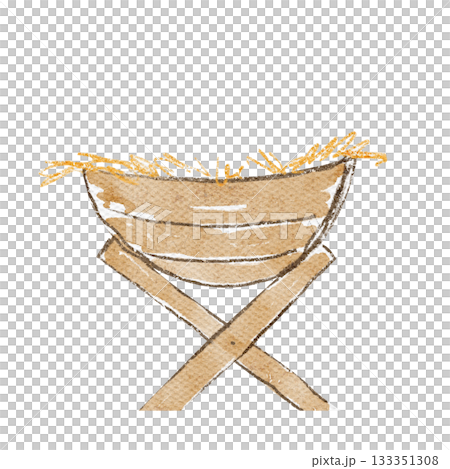 Manger with warm brown wood and golden straw. A hand-painted watercolor illustration isolated on white, ideal for Christmas, nativity scenes, childrens books, crafts, and seasonal decor projects Manger with warm brown wood and golden straw. A hand-painted watercolor illustration isolated on white, ideal for Christmas, nativity scenes, childrens books, crafts, and seasonal decor projects 133351308