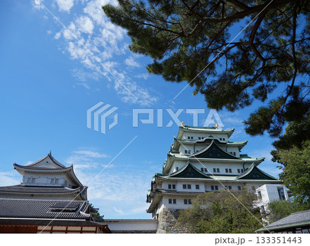 秋の名古屋城の天守閣の風景 133351443
