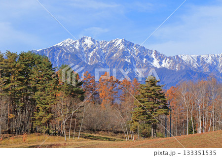 晩秋の中山高原から望む北アルプス 晩秋の中山高原から望む北アルプス 133351535
