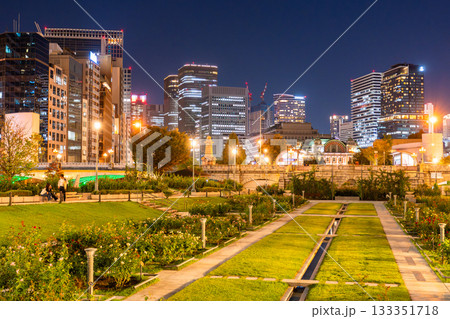 《大阪府》中之島公園の夜景・大阪の中心街 《大阪府》中之島公園の夜景・大阪の中心街 133351718