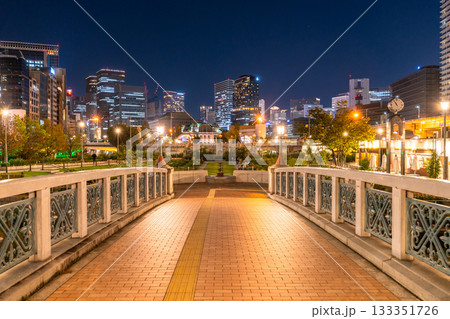 《大阪府》中之島公園の夜景・大阪の中心街 《大阪府》中之島公園の夜景・大阪の中心街 133351726