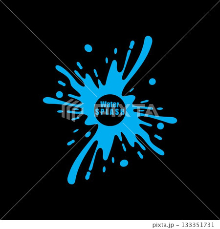 water splash blue color circle template on black  background vector 133351731
