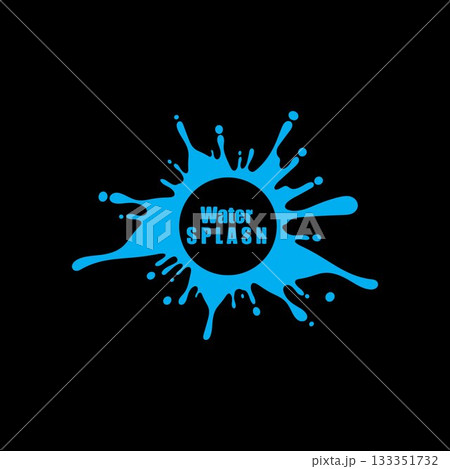 water splash blue color circle template on black  background vector 133351732
