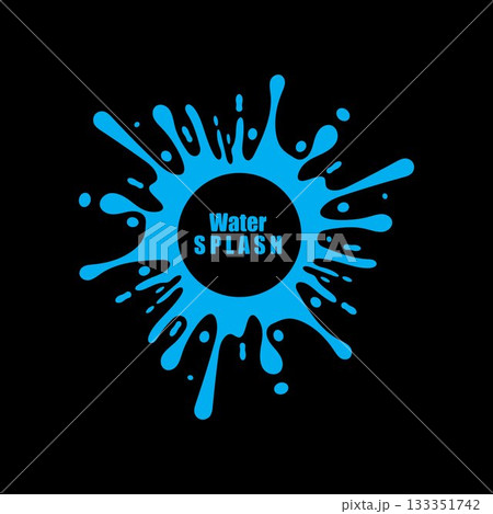 water splash blue color circle template on black  background vector 133351742