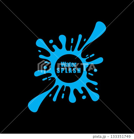 water splash blue color circle template on black  background vector 133351749