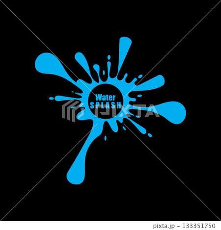 water splash blue color circle template on black  background vector 133351750