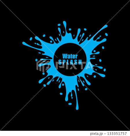 water splash blue color circle template on black  background vector 133351757