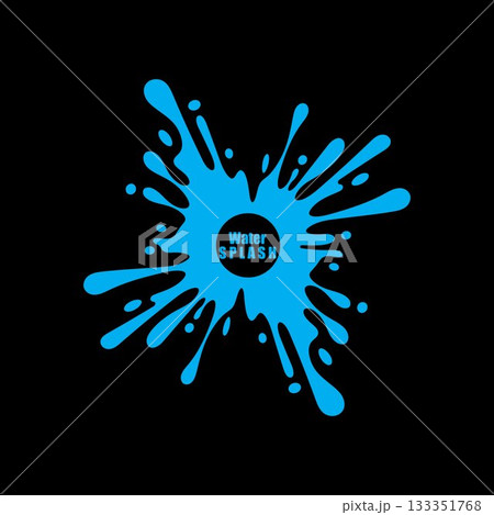 water splash blue color circle template on black  background vector 133351768