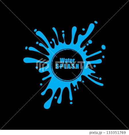 water splash blue color circle template on black  background vector 133351769