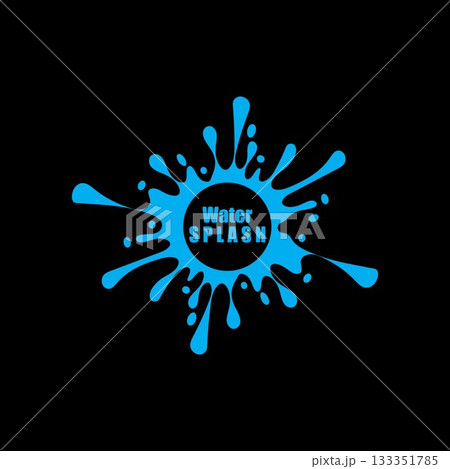 water splash blue color circle template on black  background vector 133351785