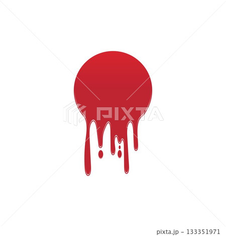 Dripping paint icon logo. Current liquid. Paint flows. Melted circle logo. Current paint  stains. Current inks. 133351971