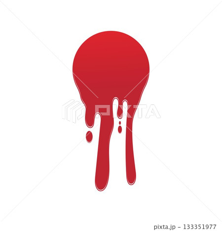 Dripping paint icon logo. Current liquid. Paint flows. Melted circle logo. Current paint  stains. Current inks. 133351977