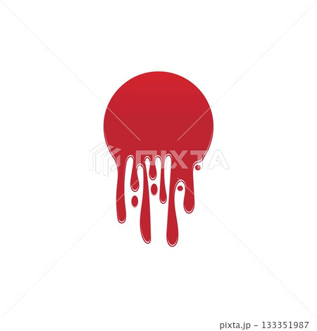 Dripping paint icon logo. Current liquid. Paint flows. Melted circle logo. Current paint  stains. Current inks. 133351987