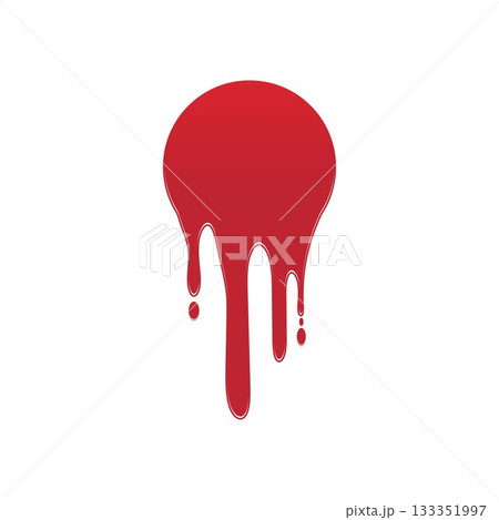 Dripping paint icon logo. Current liquid. Paint flows. Melted circle logo. Current paint  stains. Current inks. 133351997