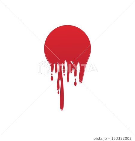 Dripping paint icon logo. Current liquid. Paint flows. Melted circle logo. Current paint  stains. Current inks. 133352002