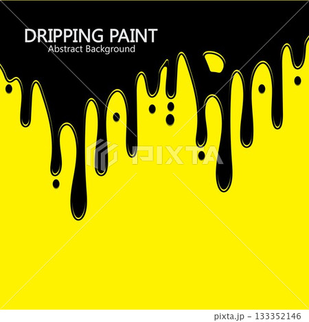Black ink dripping paint spill leaking on yellow background. Vector illustration. Black ink dripping paint spill leaking on yellow background. Vector illustration. 133352146