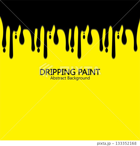 Black ink dripping paint spill leaking on yellow background. Vector illustration. Black ink dripping paint spill leaking on yellow background. Vector illustration. 133352168