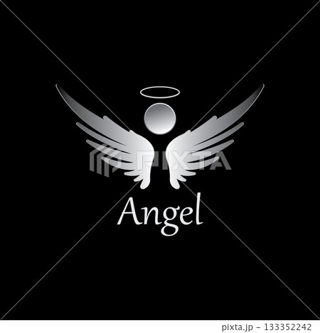 Angel icon illustration isolated on black background. Angel vector logo. Flat design style. Modern vector pictogram  sign  symbol for web graphics - stock vector 133352242