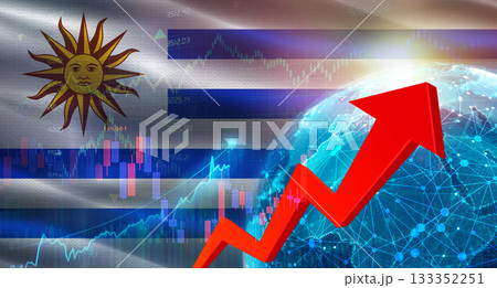 Global financial growth with Uruguay flag. Financial growth with Uruguay flag on economic background Global financial growth with Uruguay flag. Financial growth with Uruguay flag on economic background 133352251