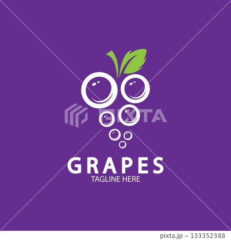 Grapes Vector Logo Icon isolated. Organic Wine branding template. Nature Grapes Logotype 133352388