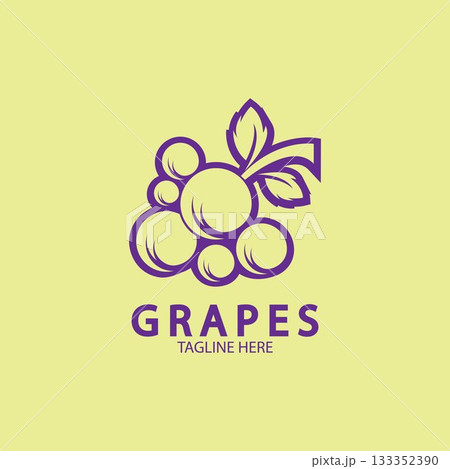 Grapes Vector Logo Icon isolated. Organic Wine branding template. Nature Grapes Logotype 133352390