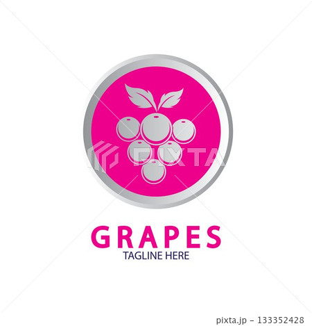 Grapes Vector Logo Icon isolated. Organic Wine branding template. Nature Grapes Logotype 133352428