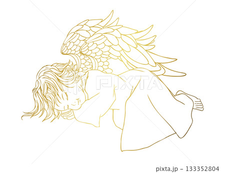眠っている天使の子供のイラスト 133352804