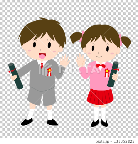 Kindergarteners in casual clothes at the graduation ceremony Kindergarteners in casual clothes at the graduation ceremony 133352825