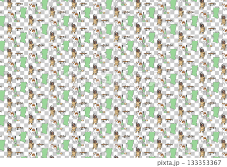 庫存插圖：帶有秋田犬圖案的無縫圖案 133353367