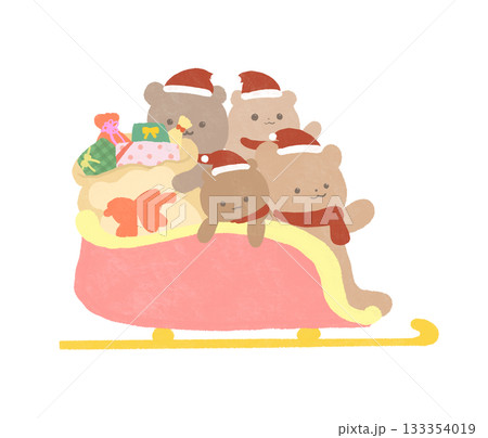 クリスマスをイメージした動物のイラスト 133354019