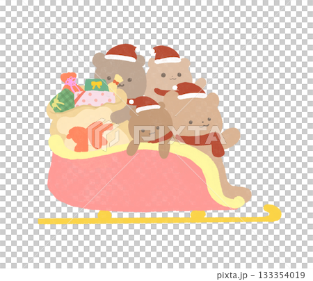 クリスマスをイメージした動物のイラスト 133354019