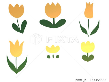 黄色いチューリップのイラスト素材 黄色いチューリップのイラスト素材 133354386